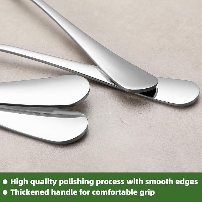 16 Pcs Forks and Spoons Silverware Set, Food Grade Stainless Steel Flatware Cutlery Set for Home, Kitchen and Restaurant, 8 Dinner Fork(8") and 8 Teaspoon(6.7"), Mirror Polished, Dishwasher Safe