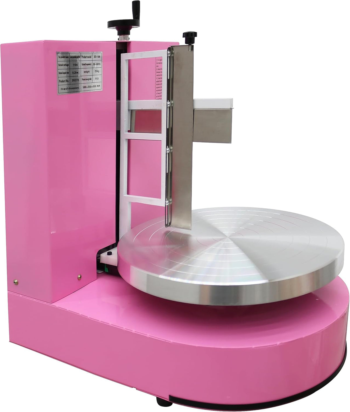 TECHTONGDA Cake Decorating Coating Machine Cream Spreading Automatic Frosting Turntable with Graduated Scraper 60-320RPM Rotating Speed for 6-14inch Cakes Pink