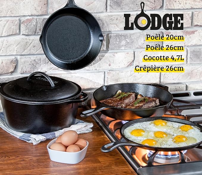 Lodge Pre-Seasoned Cast Iron 5 Piece Set, Black