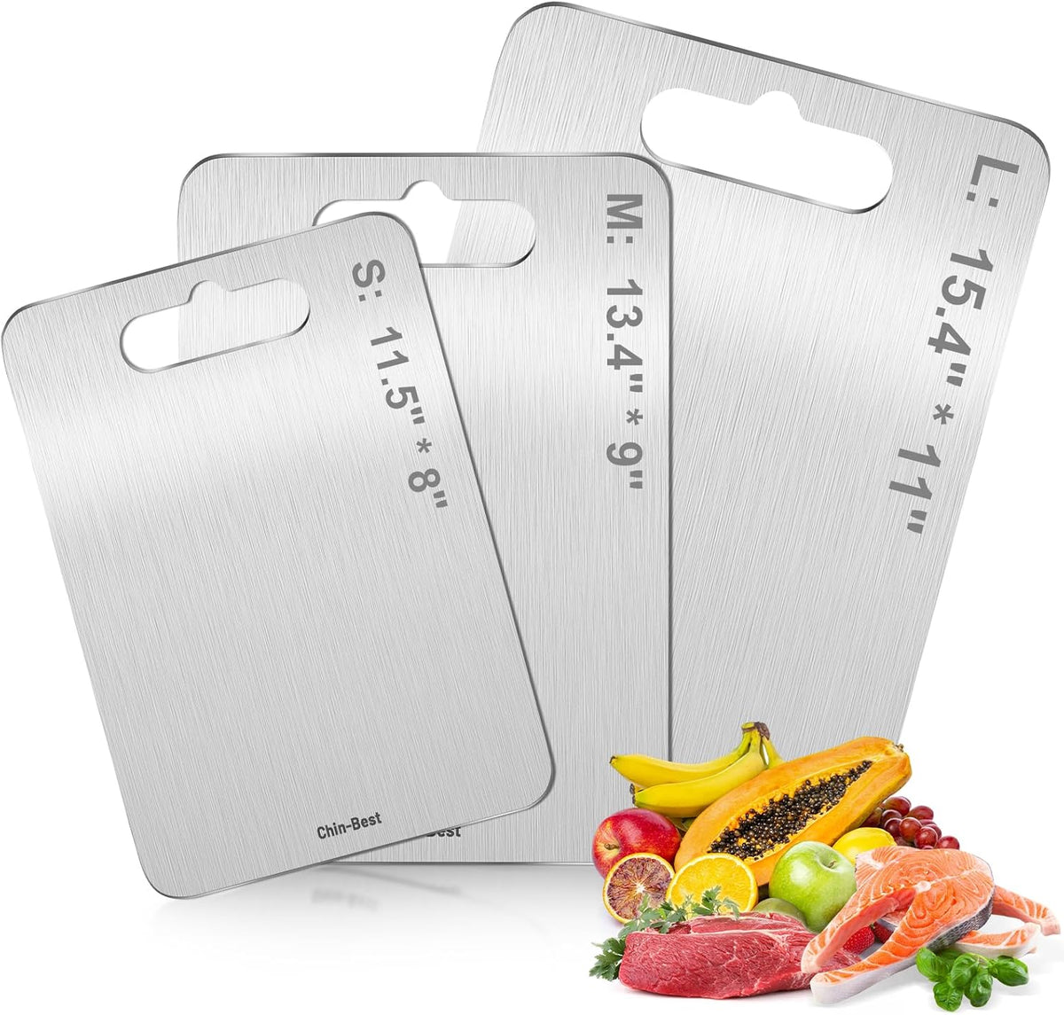 Titanium Cutting Boards For Kitchen, Double-Sided Food-Grade Kitchen Stainless Cutting Board, Non-Toxic & Non-Slip, Dishwasher Safe, Ideal For Indoor, Outdoor, Camping & Bbq Parties, S 11.5" * 8"