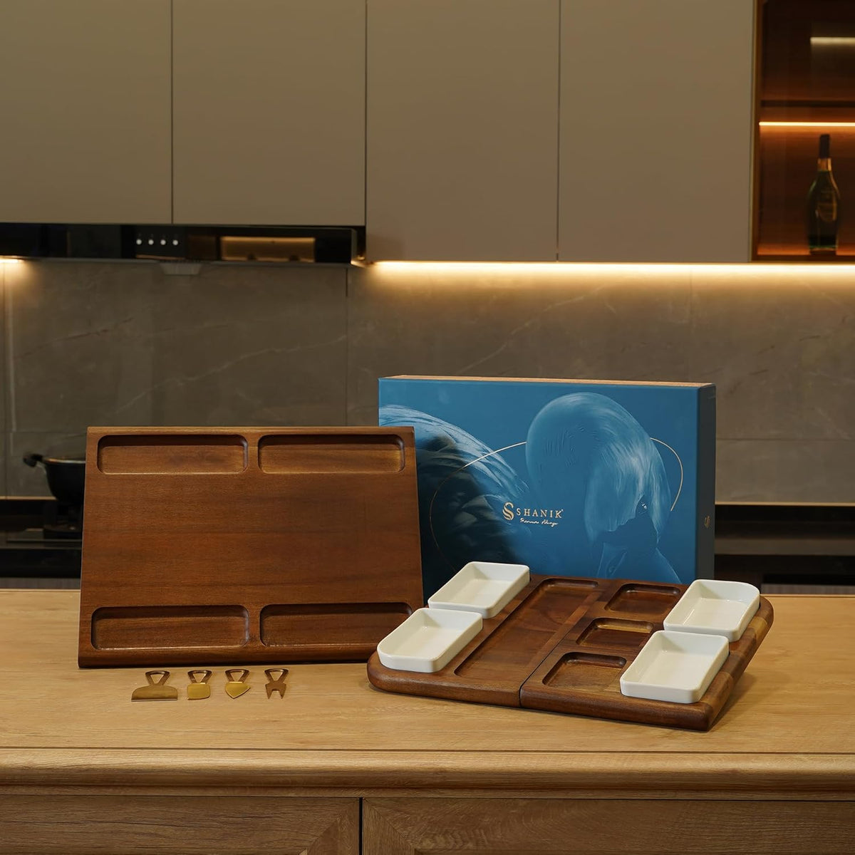 Shanik Premium Charcuterie Board - Magnetic Cheese and Meat Double-Sided Serving Tray and Cutting Board - Gift for Any Occasion Quality Assured Without Engraving