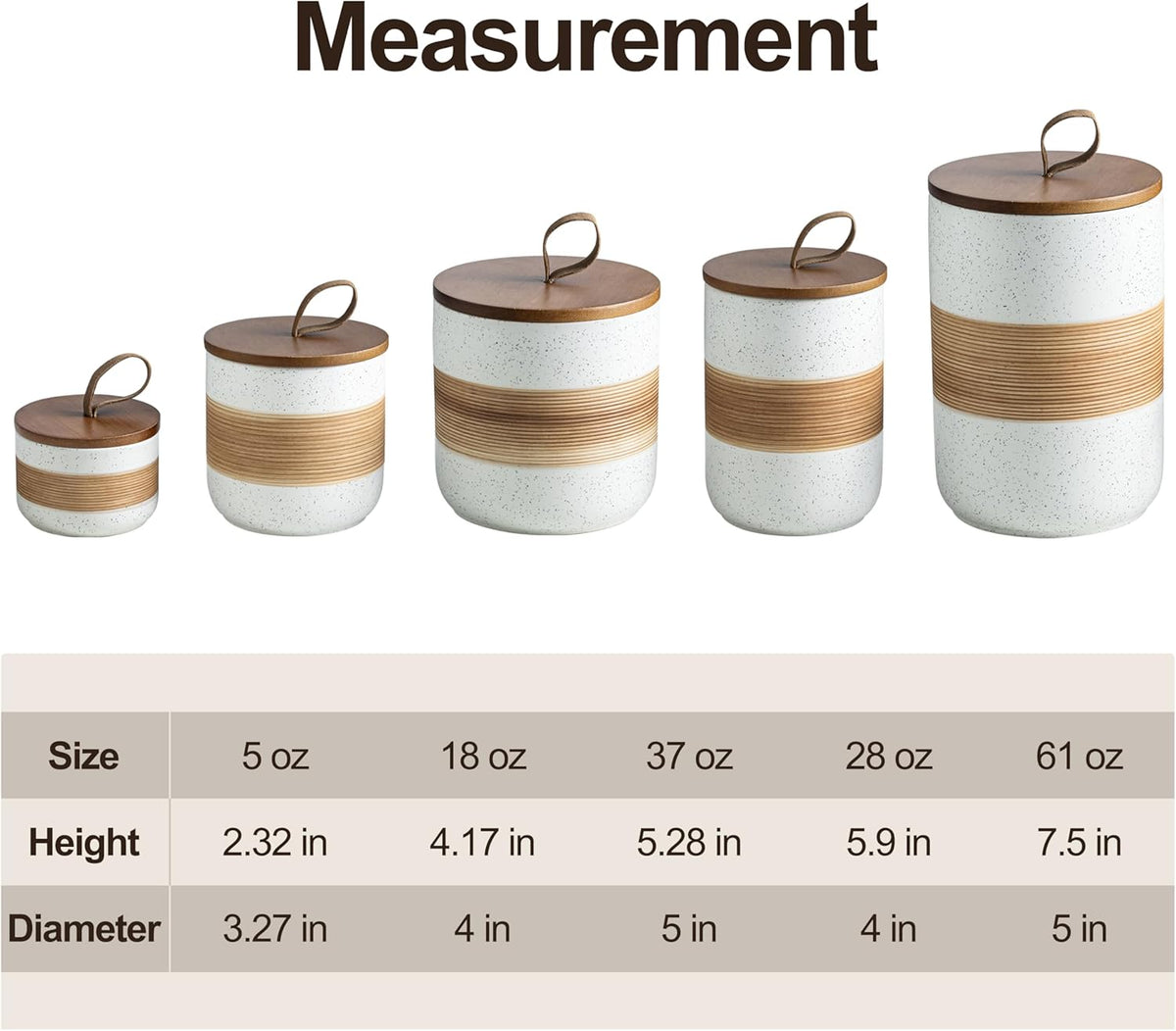 Small Ceramic Jar with Lid, Coffee Container Canister Kitchen Food Storage Jars for Spice Sugar Tea Bag, Stackable Decorative Jars for Countertop, White & 5oz