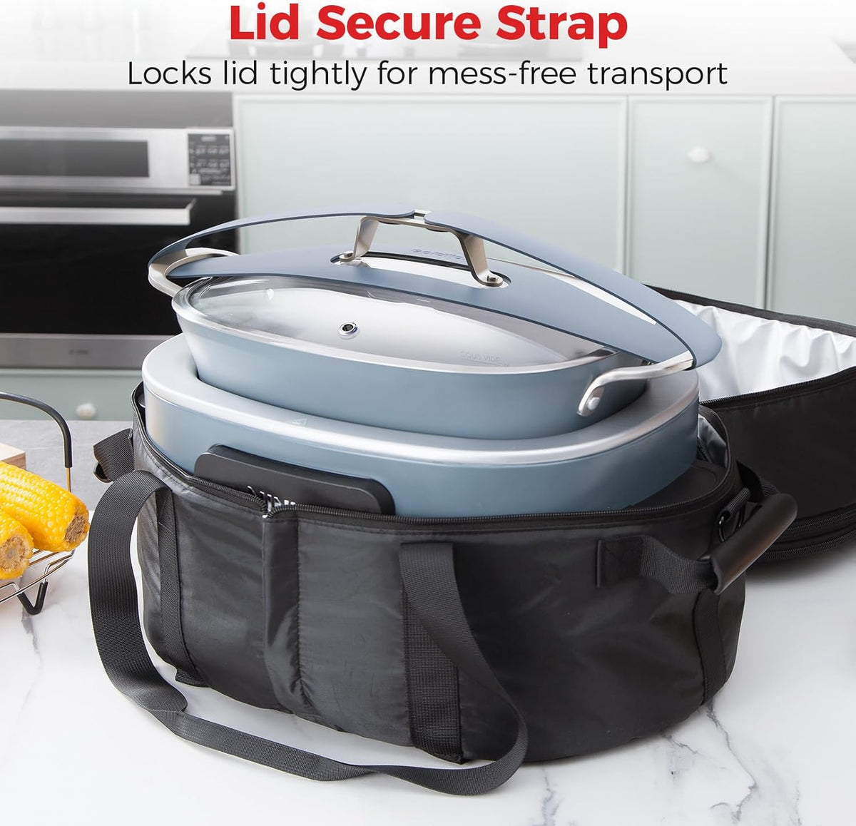 Goldlion Silicone Lid Latch Strap Compatible with Ninja Crockpot Slow Cooker - Secure Lid Lock & Transport Accessories for Ninja Foodi Possiblecooker, 2 Pack