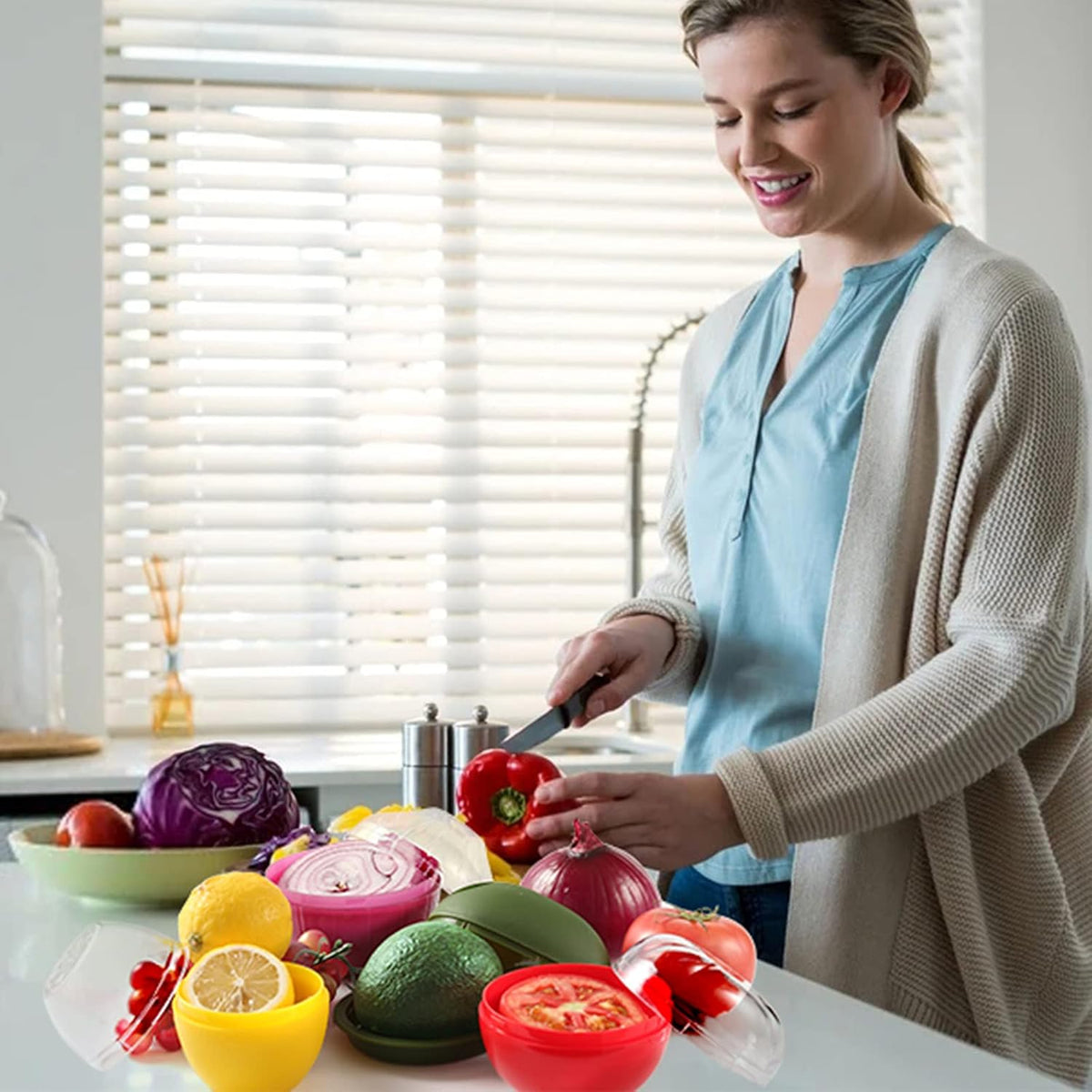 Onion Storage Containers, Reusable Onion Keeper for Refrigerator, Individual Onion Saver Holder Organizer for Fridge to Keep Onion Fresh
