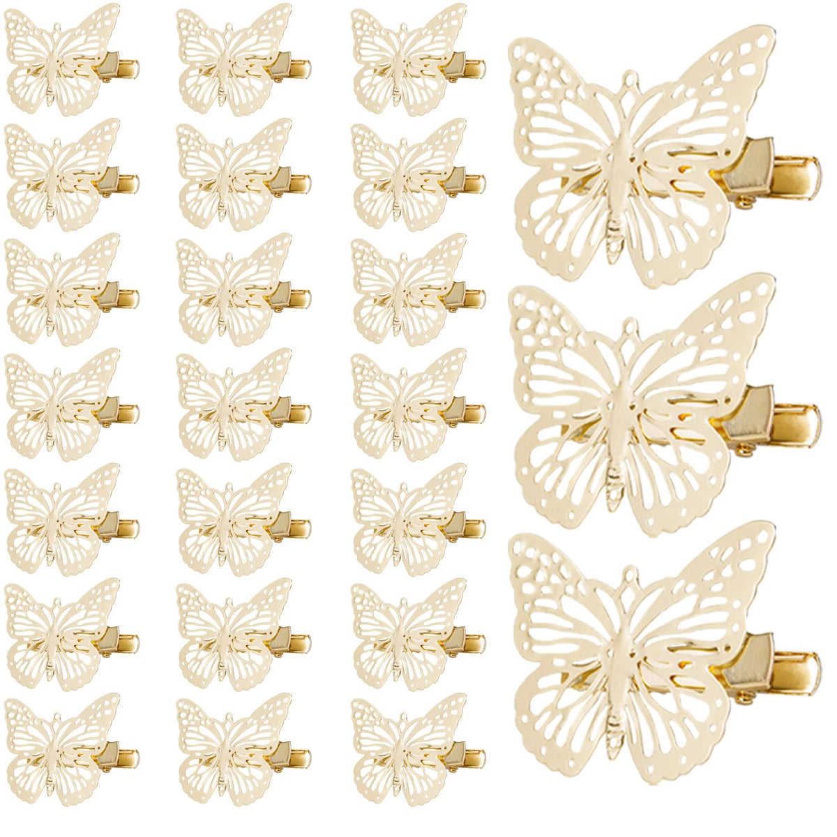 Obtanim Butterfly Hair Clips, 24 Pcs Cute Metal Butterfly Hair Claw Pins Barrettes Accessories For Girls And Women (Gold)