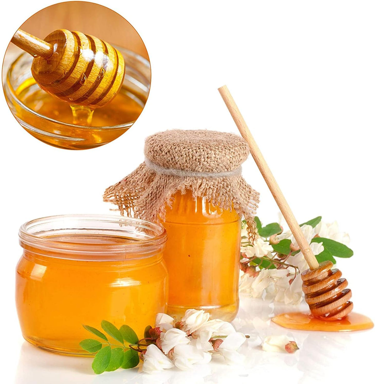 101 PCS Honey Sticks Dipper, 3 Inch Mini Wooden Honeycomb Sticks, Small Honey Stirrer Stick, Honey Sticks for Honey Jar Dispense Drizzle Honey and Wedding Party Favors Gift