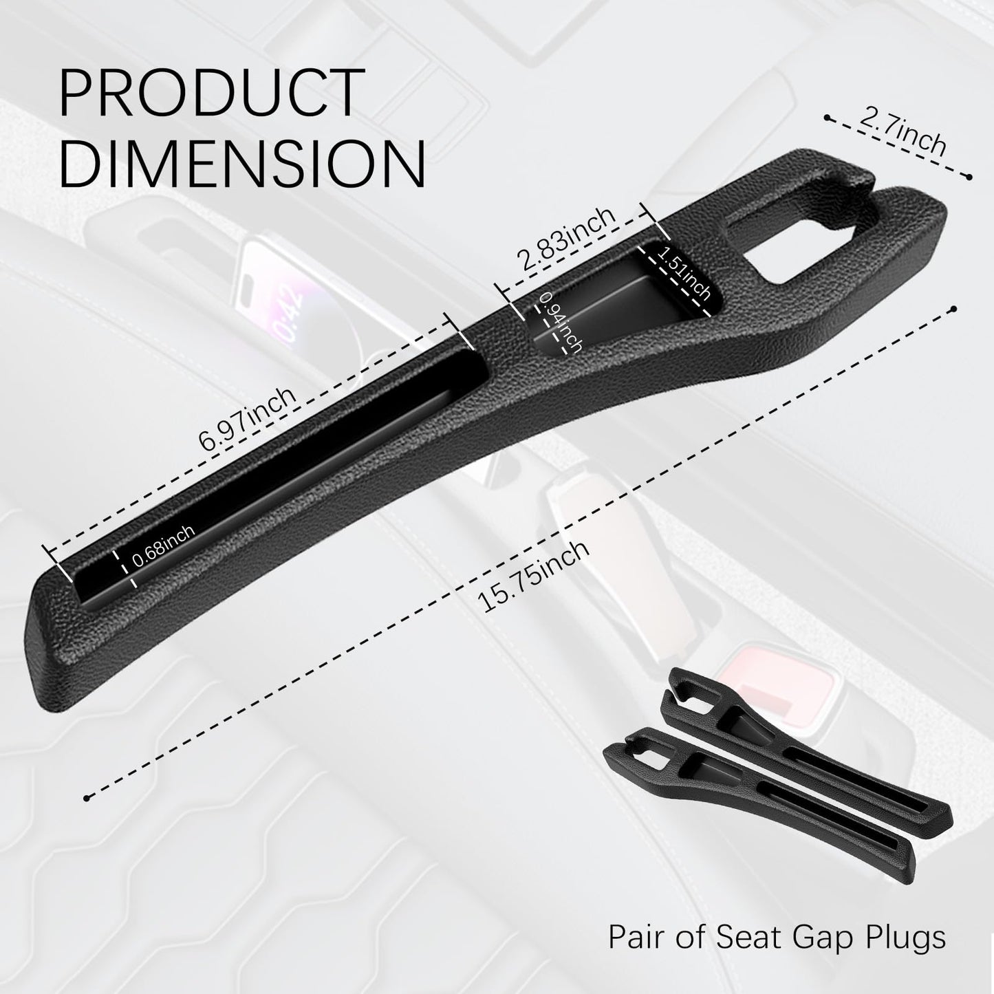 YGDMD 2PCS Car Seat Gap Filler Organizer,2 in 1 Car Gap Filler (Black)