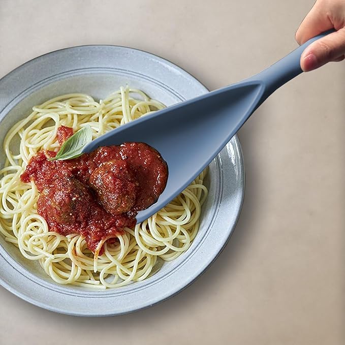Silicone Spatula Spoon, Great for Both Cooking and Serving Durable BPA-Free Matte Black Silicone, Seamless Design, Safe for Nonstick Cooking Surfaces, 2-Pcs, Starry Blue