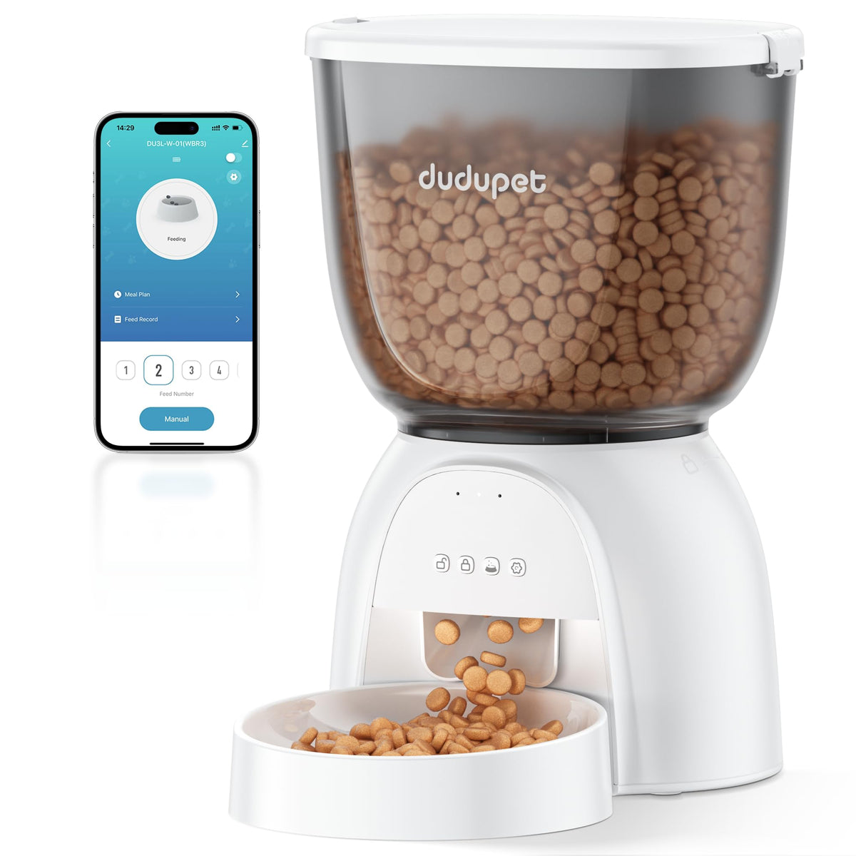 Automatic Cat Feeder with WiFi, Timed Cat Dry Food Dispenser for Cats Dog