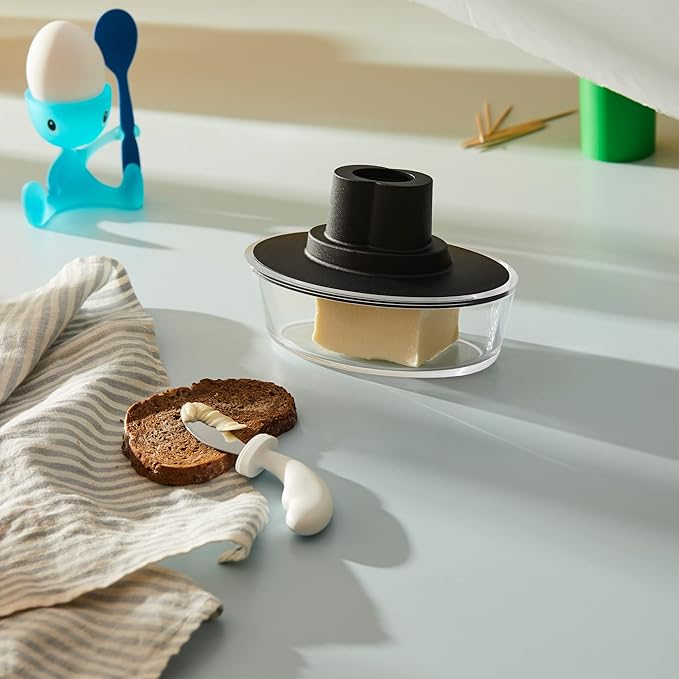Alessi ASG13 B "Ship Shape" Butter Dish, Black