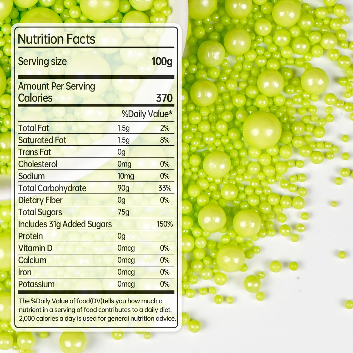 Christmas Green Pearl Sprinkles, Edible Candy Sugar Pearls, 150g/5.29oz, Mix Size, Cake Decorations & Cupcake Toppers, Wedding Party, Easter, Valentine's Day, Christmas Supplies