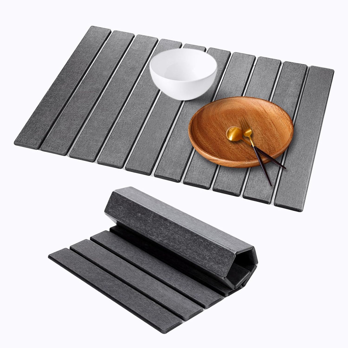 Large Stone Dish Drying Mat for Kitchen Counter, 24" x 16" Stone Drying Mat Foldable Quick Dry Absorbent Diatomaceous Earth Bath Mat Countertop Fast Dry Pad for Kitchen Dishes Bottles Cups Bathroom