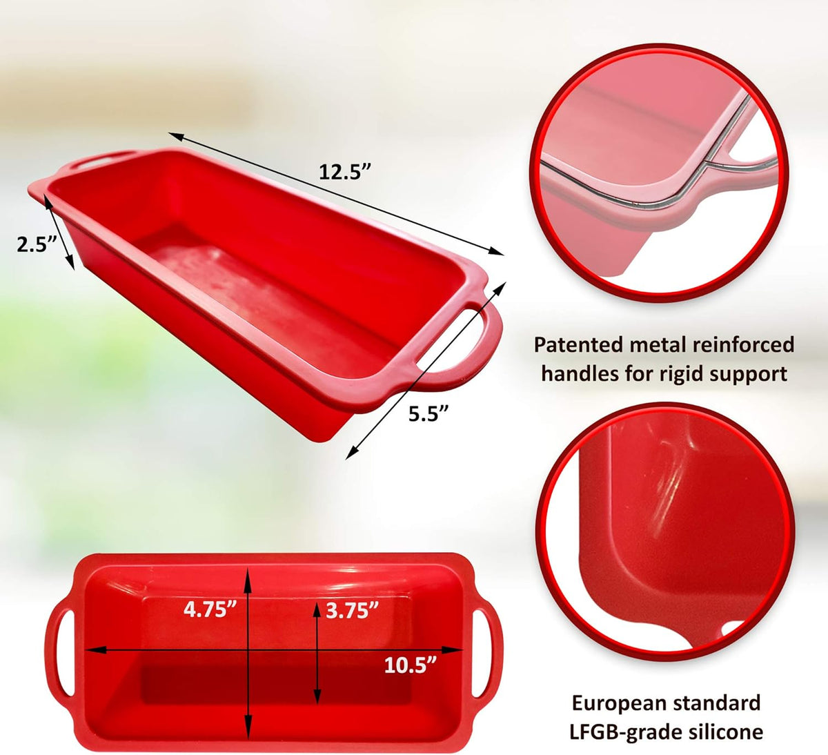 Loaf Pan - Nonstick Bread Pan - Non-stick Meat Loaf Baking Pan - Challah Loaf Pan