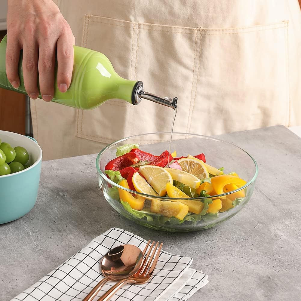 Sweejar Ceramic Olive Oil Dispenser Bottle, Opaque Oil Cruet Protects Oil to Reduce Oxidation, Suitable for Oil, Vinegar, Coffee Syrups & Other Liquids, Pack of 1, 15.5 Fl Oz (Gradient Gray)