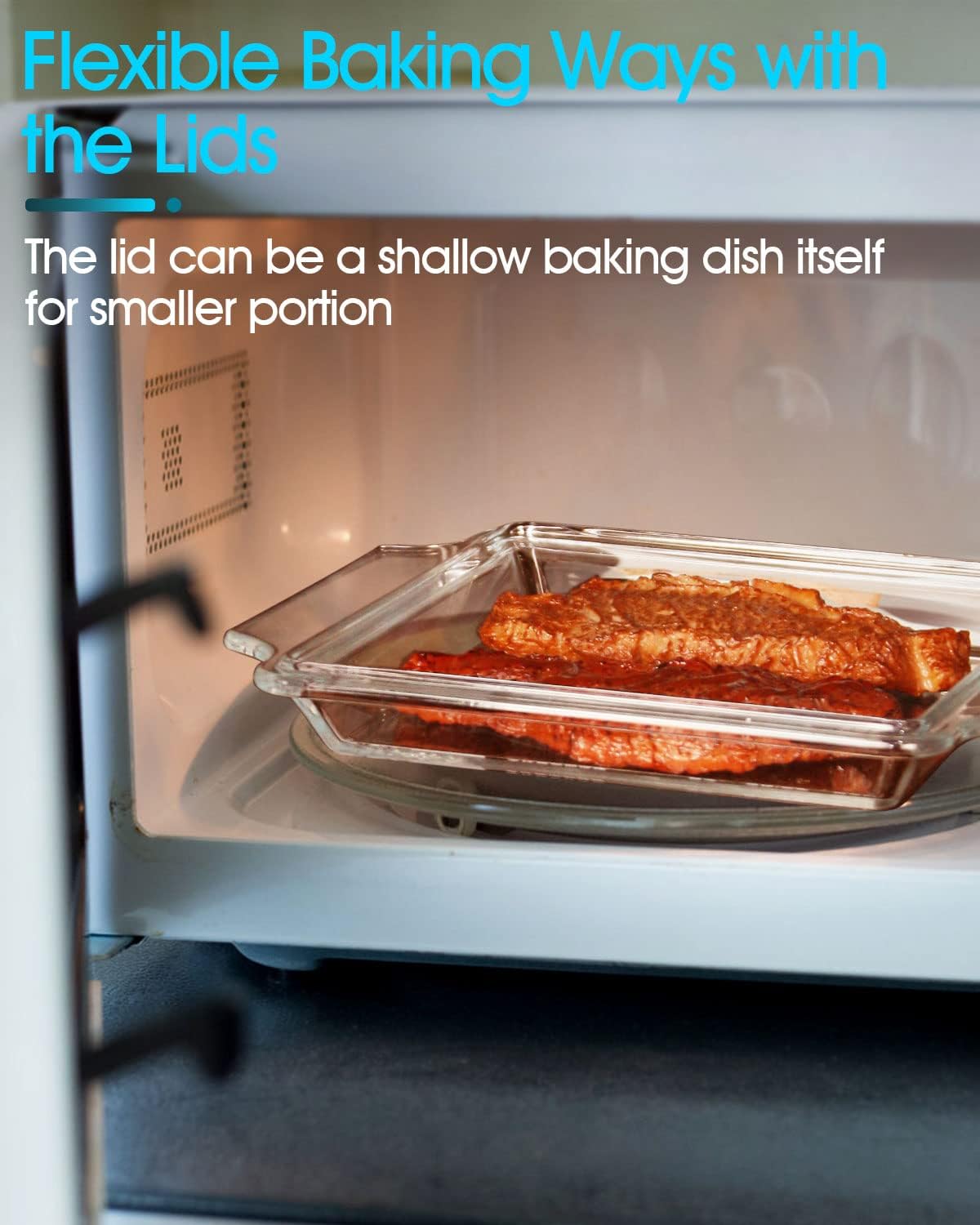 NUTRIUPS 8.5in x 8.5in Square Baking Dish Pans Glass Bakeware Glass Microwave Casserole Dish with Lid and Handles Microwave, Dishwasher, and Oven Safe Cookware