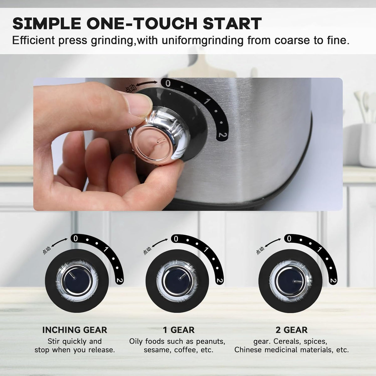 Electric Spice and Nut Grinders - 3 Stainless Steel Blades, 1 Filter, 1 Brush - 500W Grinder for Kitchen Dry Use (Black)