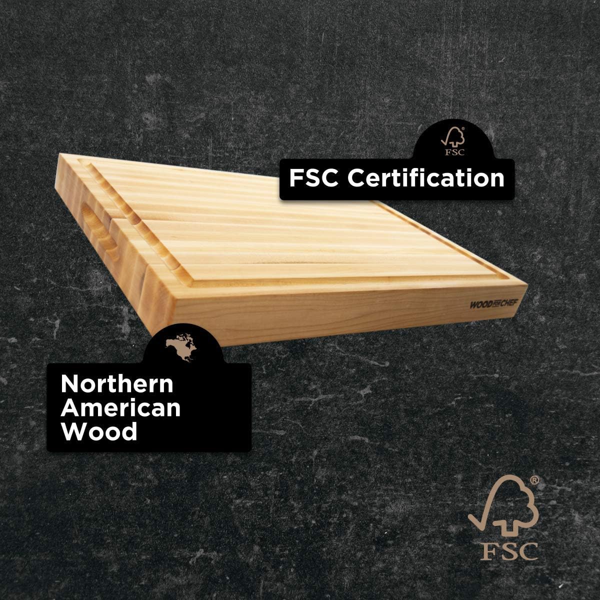 Large Wood Cutting Board from North American Maple - A Butcher Block That Comes with Juice Groove for Cutting Meat and Juicy Veggies Easily- Maple Chopping Board - 20x16x1.5 inches