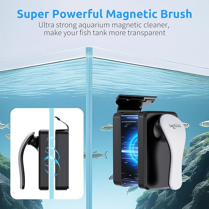 Magnetic Aquarium Glass Cleaner，Algae Scraper for Aquarium Fish Tank， Fish Tank Algae Clean Brush Dual-Sided Side Floating Aquarium Magnetic Brush (L)