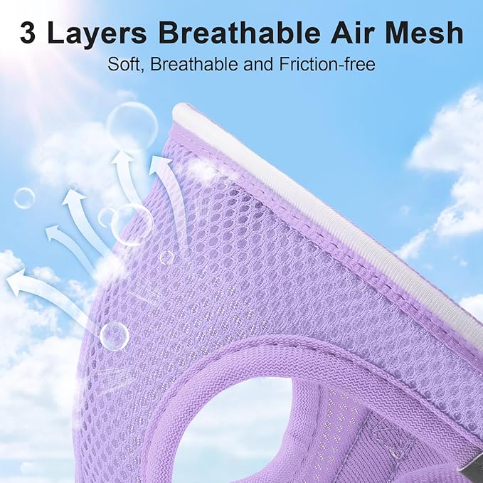 Light Up Dog Harness,Rechargeable LED Dog Harness for Small Medium Large Dogs,Reflective Lighted Safety Vest for Night Walking & Camping,Lightweight & Adjustable,Lavender Purple,L