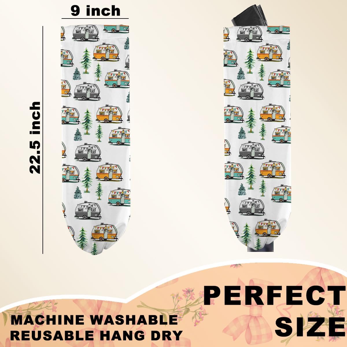 2Pcs Camping Plastic Bag Holder, Wall Mount Trash Bag Holder, Tent Rv Bonfire Large Reusable Grocery Bags Organizer Storage Dispenser for Camp Kitchen Pantry, Camping Gifts for Women Men Camper