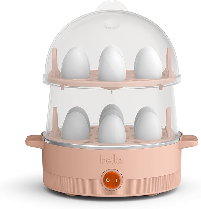 bella Electric Egg Cooker, 14 Eggs Capacity Tray, Double Stack, for Poached, Scrambled, Hard, Medium & Soft Boiled Eggs, Omelets and Steamed Dumplings, Auto Shutoff, 360 Watt, Blossom