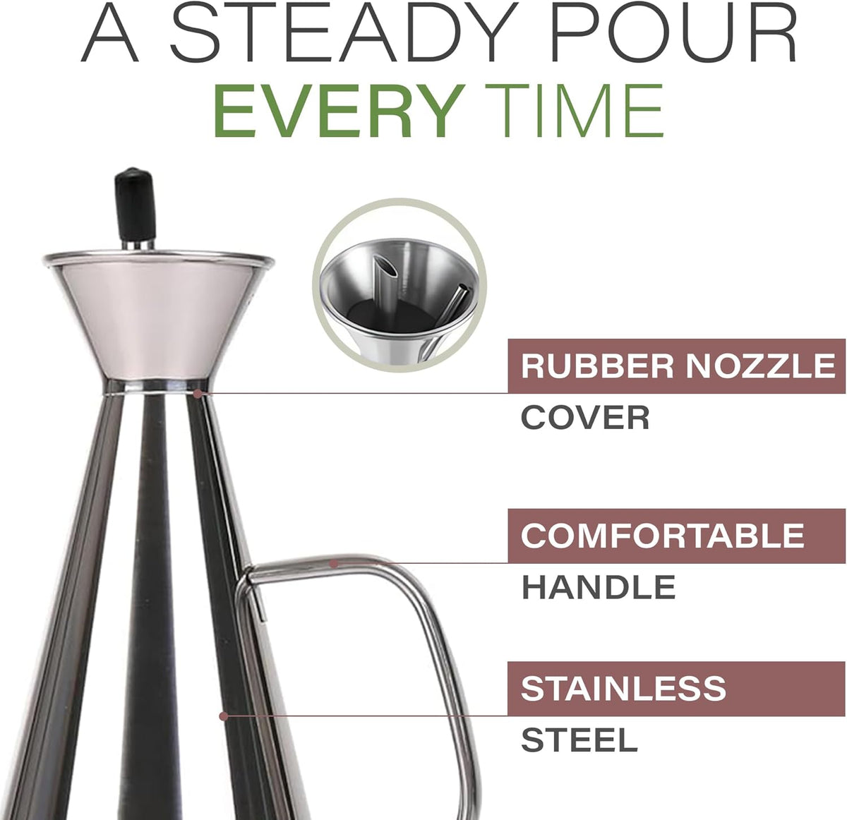 Olive Oil Dispenser Bottle Copper Stainless Steel Non Drip Leak Proof No Mess Vinegar Pourer & Kitchen Drizzler 34 oz 1000ML 1 Litre Great for Pouring & Drizzling Easy to Clean & Leakproof