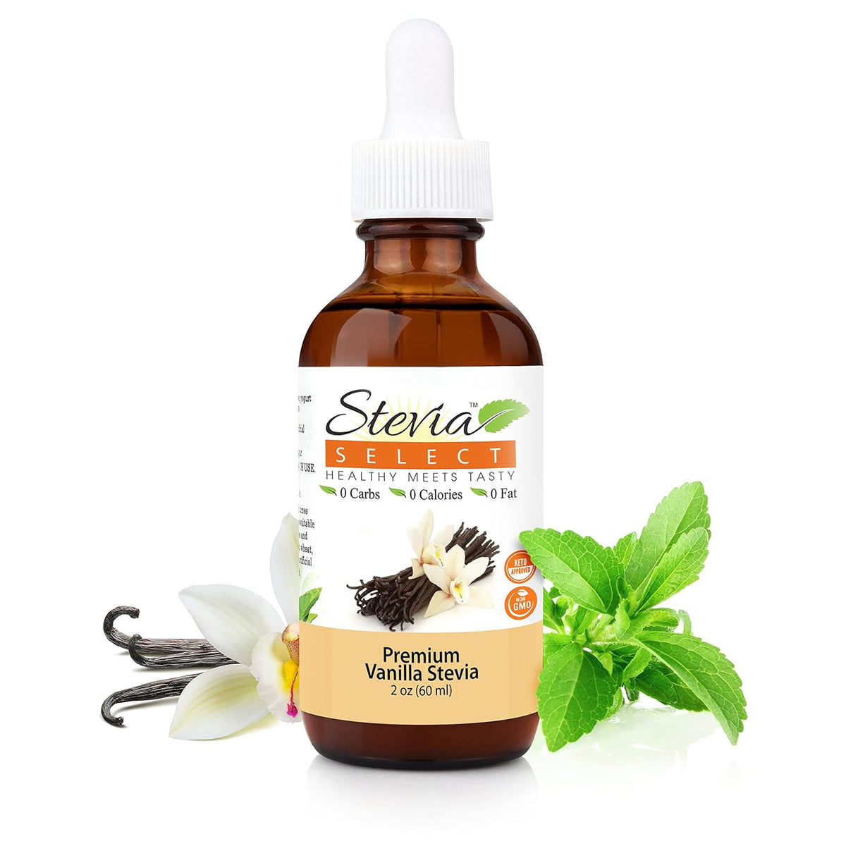 Stevia Select Vanilla Pure Flavored Liquid Stevia – Zero Calorie Coffee, Tea, Drink & Baking Sweetener, All-Natural, No Erythritol, Keto-Friendly Sugar Alternative, 300 Servings – 2 Oz (1 Pack)