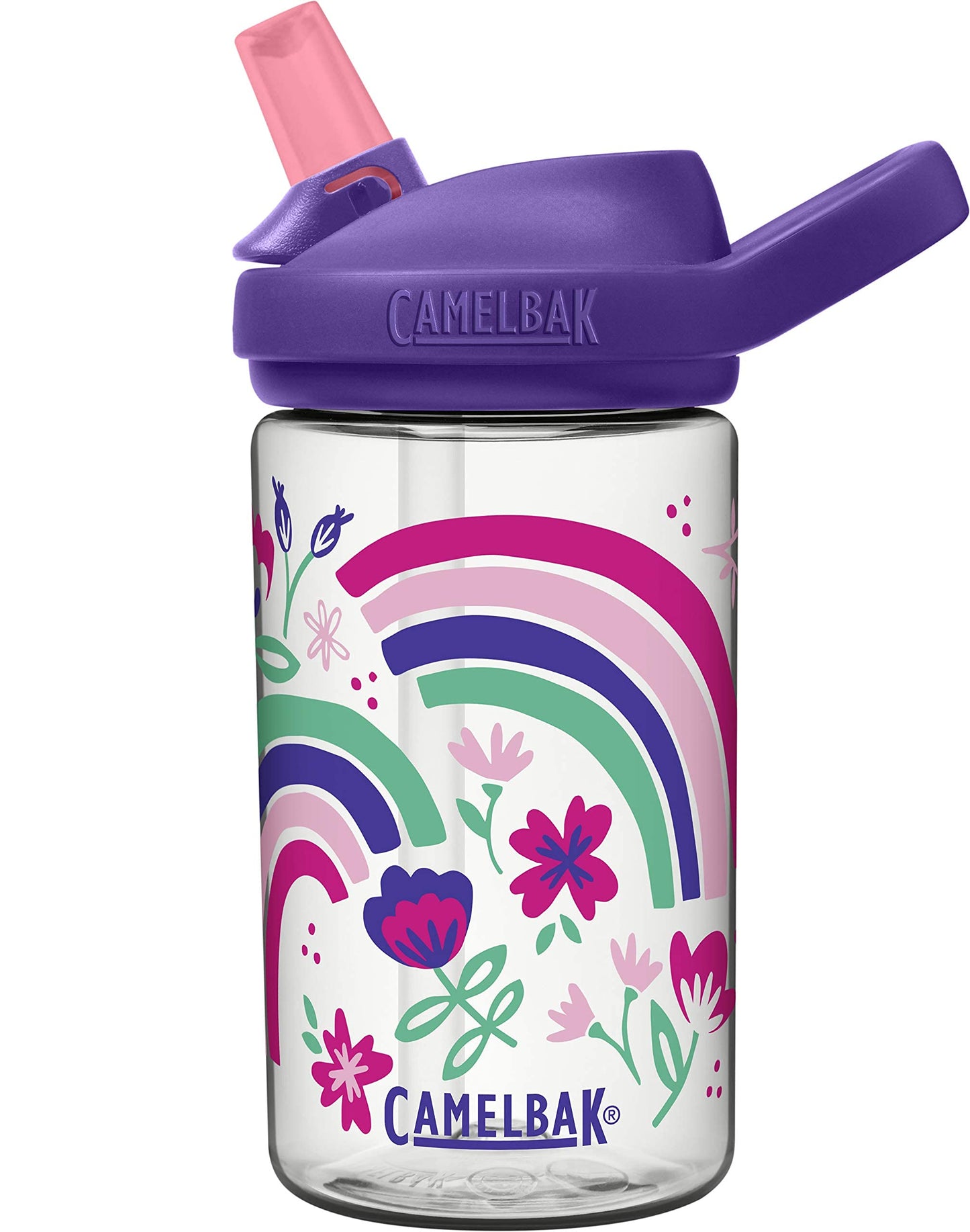 CamelBak Eddy+ Kids Bite Valve Water Bottle 14oz, Rainbow Floral