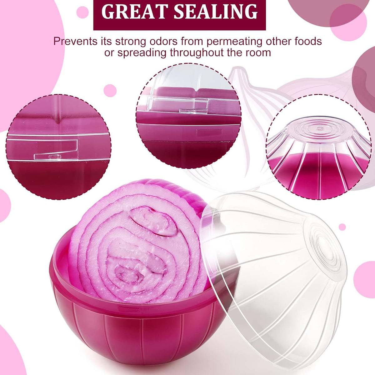 Vegetable and Fruit Storage Containers for Fridge, 4 Pcs BPA Free Reusable Food Saver - Tomato, Garlic, Onion, Lemon Keeper Holder - Refrigerator Vegetable Crisper Makes Food Stays Fresh Longer