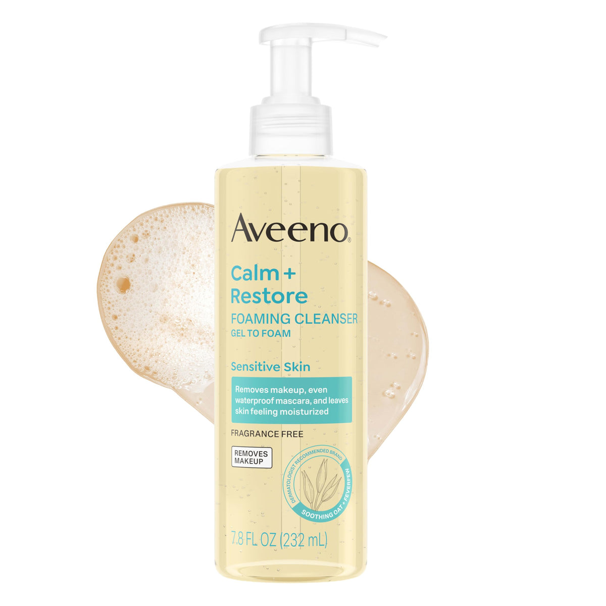 Aveeno Calm + Restore Foaming Cleanser, Fragrance-Free, 7.8 fl. oz