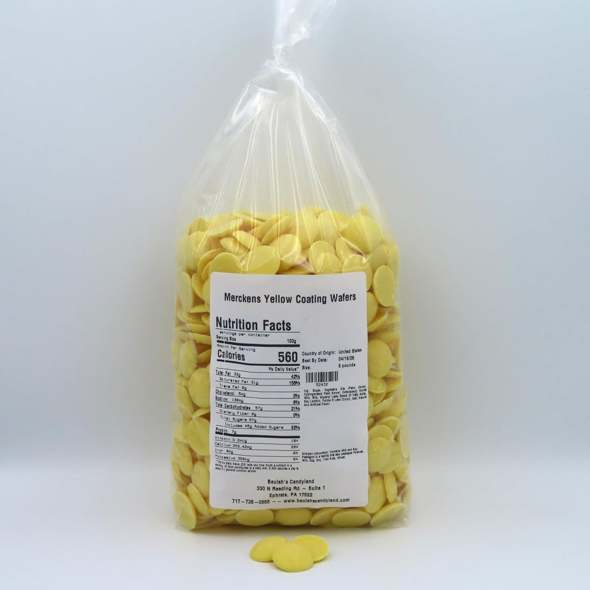 MERCKENS Coating Wafers, Yellow Melting Chocolate, 5 Pound Package