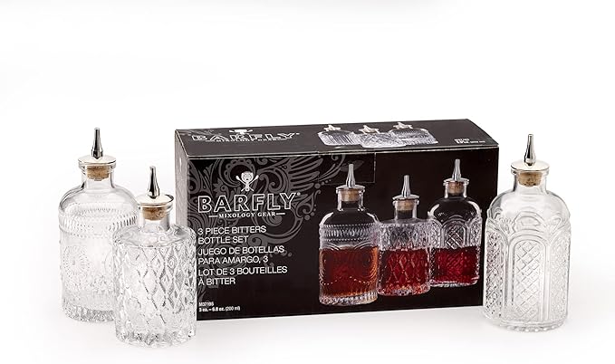 Barfly Bitters Bottle Set of 3 - M37186/M37187/M37188, Glass, 6.8 oz (200 ml), Set of 3