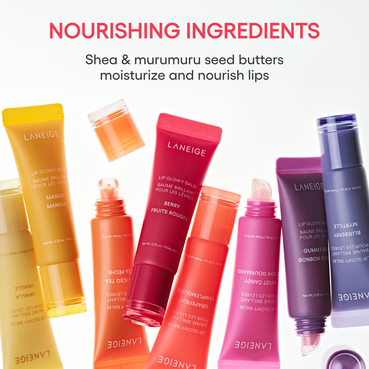 LANEIGE Lip Glowy Balm: Sheer Tinted Lip Treatment Balm Tube with Shea & Murumuru Butters for Hydrating, Moisturizing, Glossy, Non-Sticky Shine, Berry | Korean Skin Care, Berry