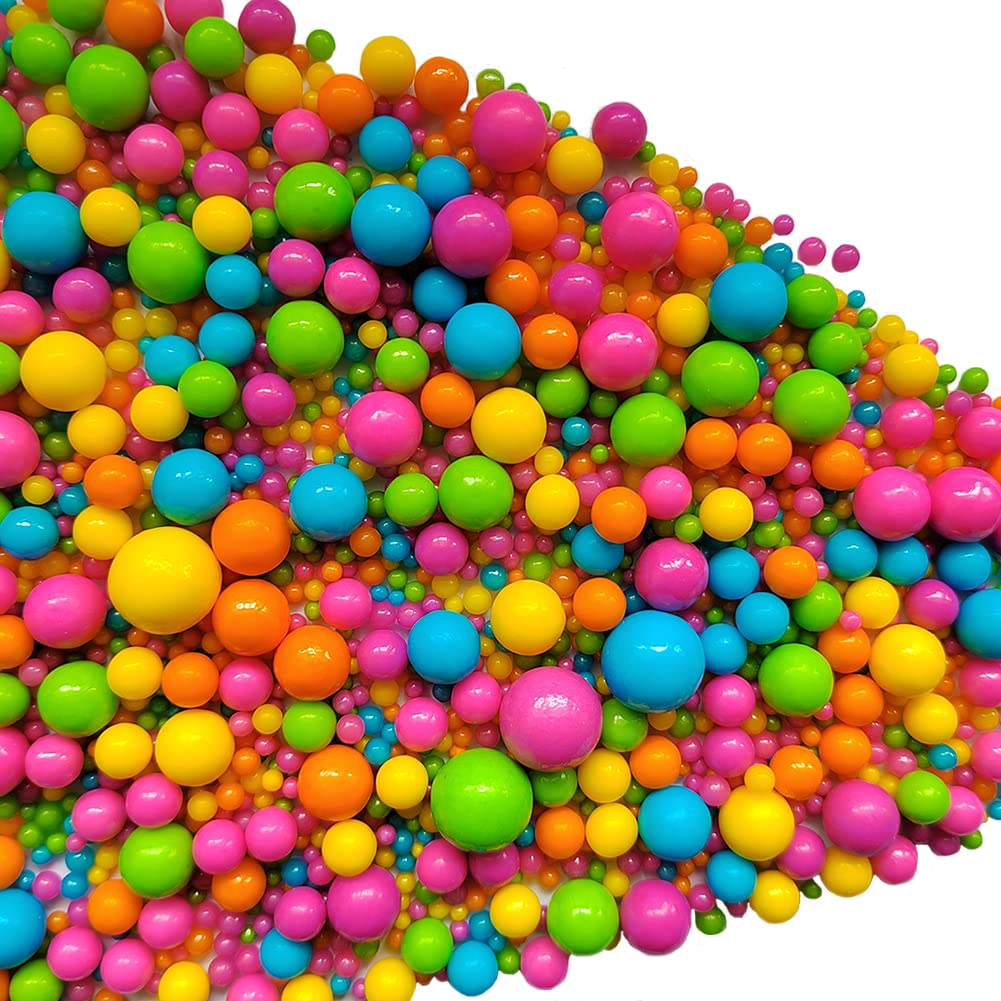 Edible Rainbow Sugar Pearls Candy Sprinkles 120G/ 4.23Ounce Baking Cake Sprinkles Cupcake and Cake Topper Cookie Decorations Wedding Party Valentines Halloween Christmas Supplies