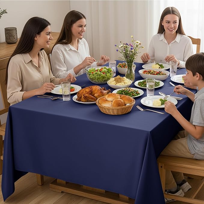 6-Pack Navy Blue Tablecloths for Square Tables, 70 x 70 Inches, Stain-Resistant Polyester Fabric for 3 Foot Tables - Washable Table Covers for Weddings, Banquets, Birthday Parties, Events