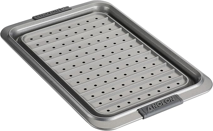 Anolon Advanced Nonstick Bakeware Set, Nonstick Cookie Sheet / Baking Sheet and Crisper Pan - 2 Piece, Graphite Gray