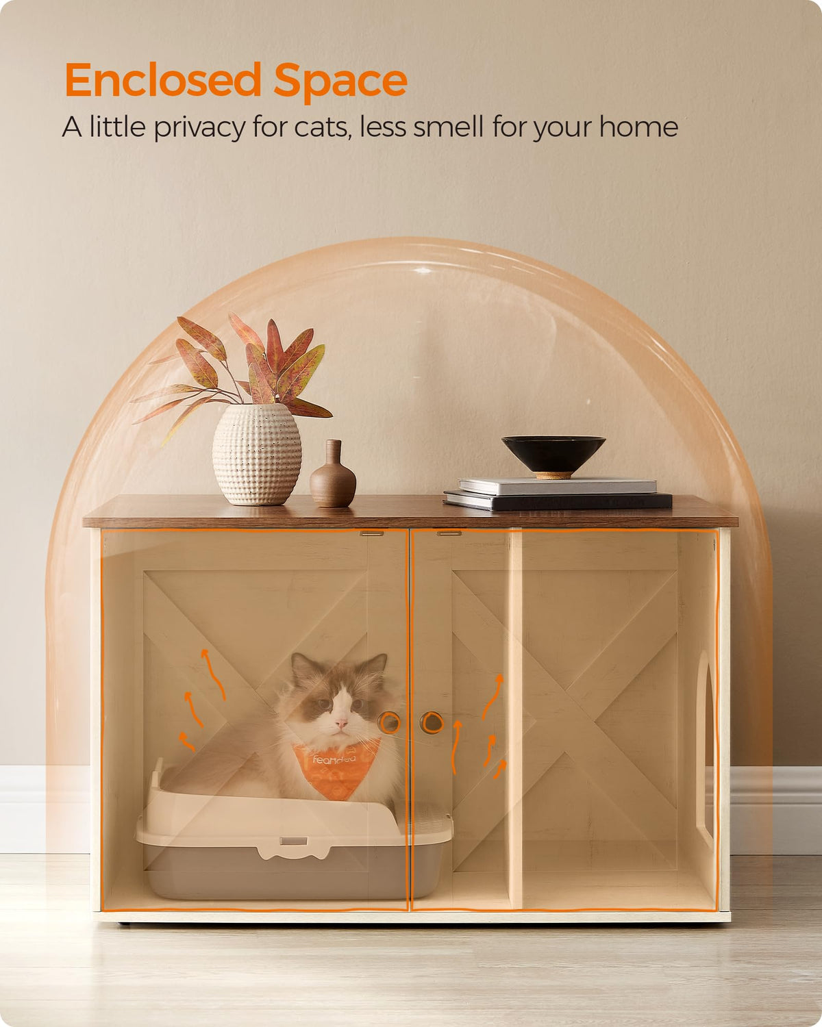 Feandrea Cat Litter Box Enclosure, End Table, 31.5 x 20.9 x 19.7 Inches