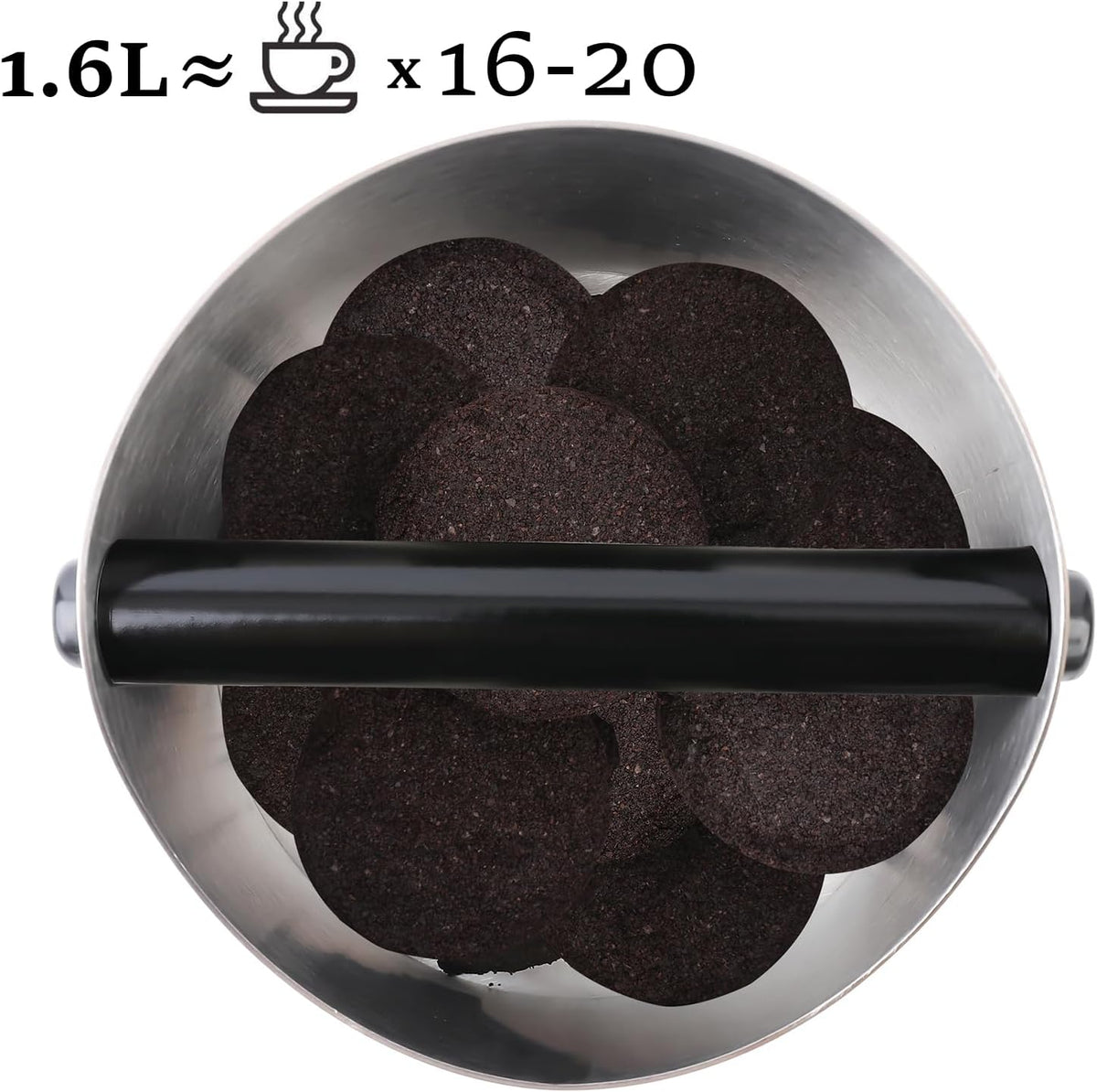 Coffee Knock Box, Large Capacity Espresso Knock Box with Non-Slip Base, Coffee Measuring Cup,Coffee Puck Knock Box Stainless Steel for Espresso Machine Coffee Grounds (Silver)