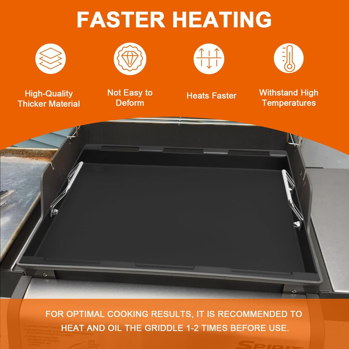 DELSbbq 6787 Full-Size Grill Griddle Insert for Weber Spirit 300 Series Gas Grills, Non-Stick Flat Top Griddle Replacement for Weber Spirit I & II 300 Series E-310 E-320 S-310 S-320 Series