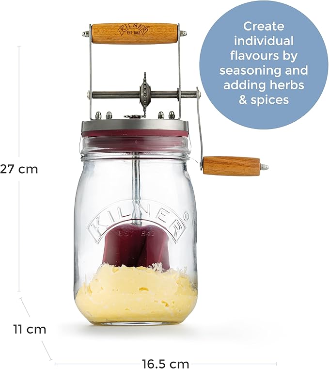 Kilner Vintage Glass Butter Churn; Delicious Homemade Butter in as Little as Ten Minutes; Large 34-Fluid Ounce Capacity Butter Churner, 1 EA
