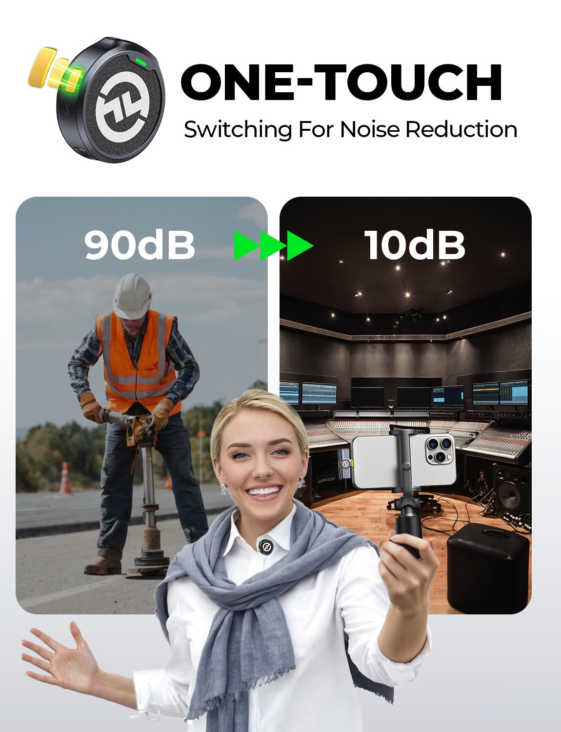 Hollyland Lark M2 Wireless Microphone for iPhone/Camera/Android/PC, 48kHz/24-bit High Fidelity Audio, 300m Range, Noise Cancelling, 40h Use, YouTube, Vlog, Streaming (Black, with Camera RX + USB-C RX)
