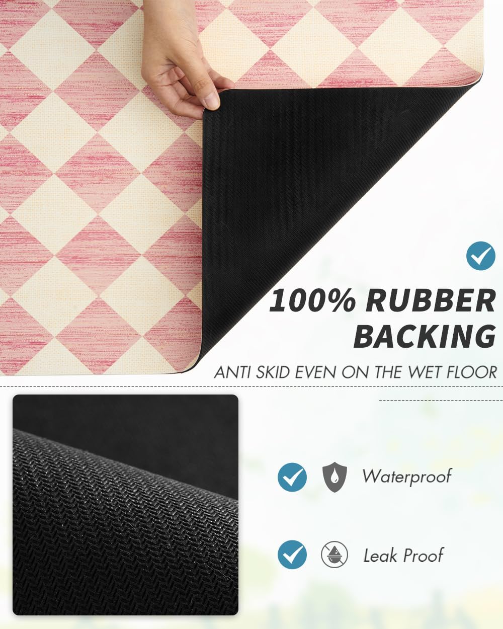 AMOAMI Coffee Mat Hide Stain Rubber Backed Absorbent Dish Drying Mat for Kitchen Counter - Fits Under Coffee Maker or Machine - PINK 16X24