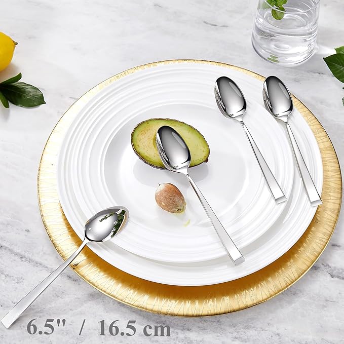 KEAWELL Premium Imperial 4-Piece 6.5 inch Spoon Set – Heavy Duty 18/10 Stainless Steel Flatware with Smooth Rounded Edges, Dishwasher Safe for Sophisticated Dining (4, Teaspoons)