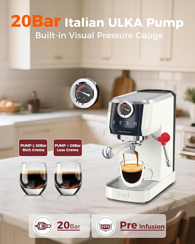 Tuni E2 58mm Espresso Machine - Dual Boiler (Immediate Milk Frothing) | PID NTC Temp Control | 20 Bar ULKA Pump | Stainless Steel Semi-Automatic Coffee Maker | Gift for Coffee Lovers