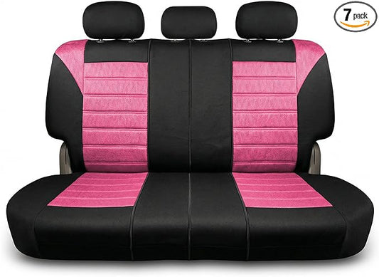 FH Group Automotive Car Seat Covers Rear Set Premium 3D Air Mesh Seat Covers, Airbag Compatible and Split Bench Cover Universal Fit Interior Accessories for Cars Trucks and SUVs - Pink