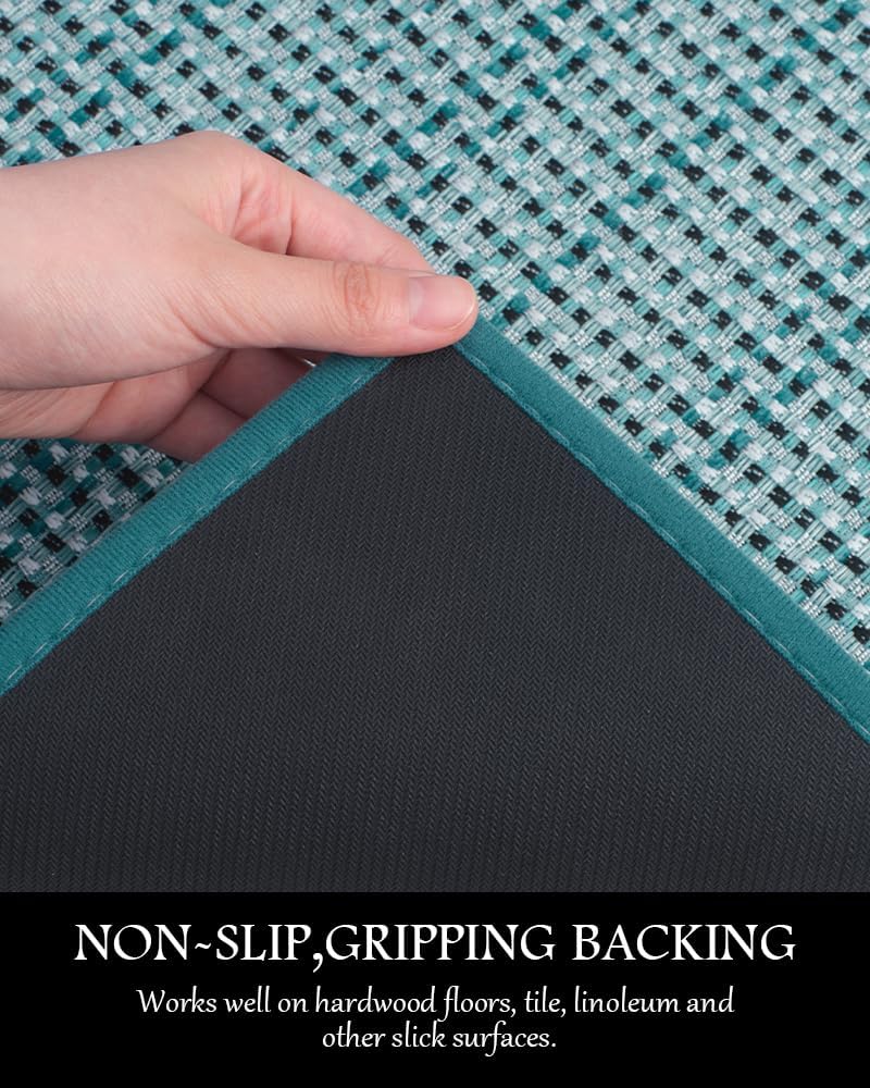 PADOOR Kitchen Mats for Floor, Kitchen Rugs Non Slip Washable, Rubber Backed Kitchen Runner Super Absorbent Long Kitchen Floor Mat Sink Rug, 20"x70" Teal