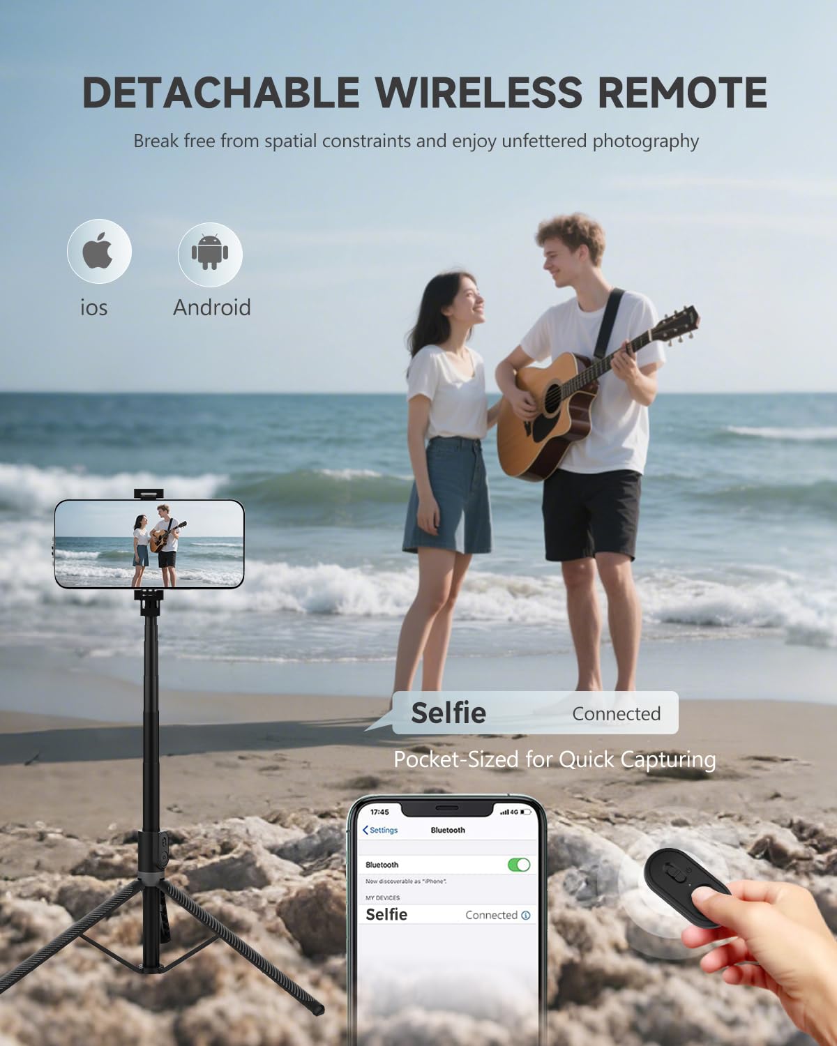 RISEOFLE 71” Phone Tripod & Selfie Stick, Portable All in One Extendable Cell Phone Tripod Stand, with Wireless Remote Control for iPhone/Samsung/Android/Camera