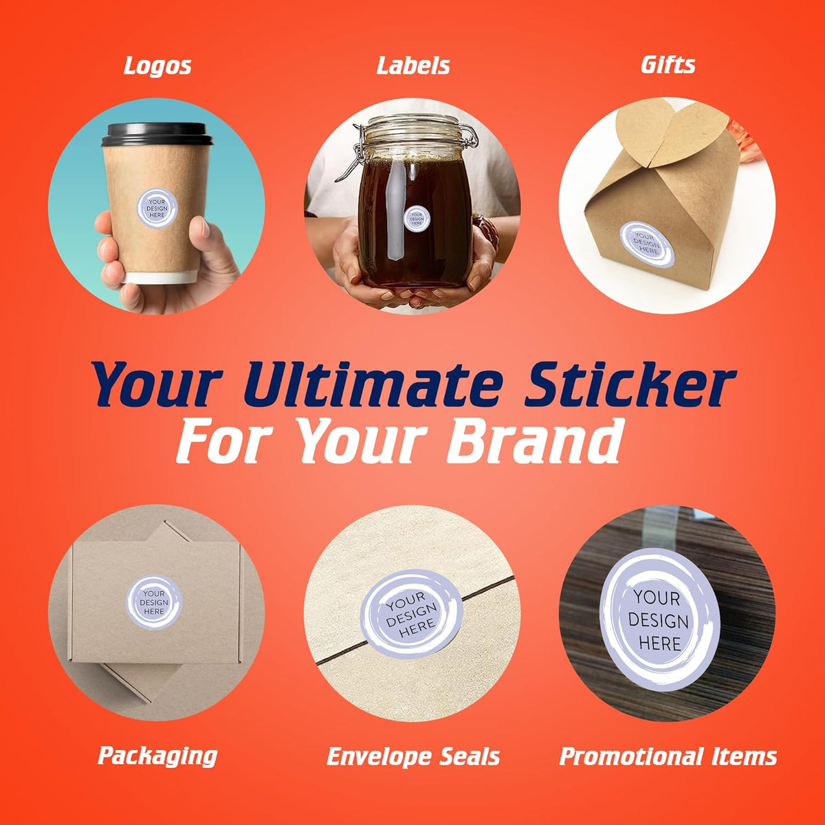 100 Custom Vinyl Stickers - Upload Your own Image, Text, Design, Logo - Personalized Logo Labels for Handmade, Packaging, Bottle, Jars, Candle, Brand Stickers (Lavender Swirls, 1x1)