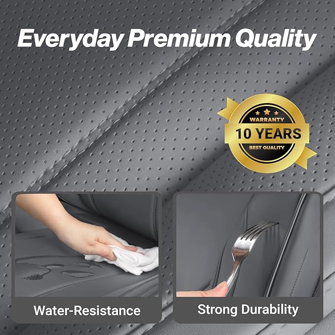 Coverland Custom Fit Car Seat Covers for SUV Compatible with [Fiat 500L, Ford Bronco Sport, Honda Pilot] Premium Water Resistant Leather Non-Slip Interior Protector [Front Dark Gray - Size Chart A17]