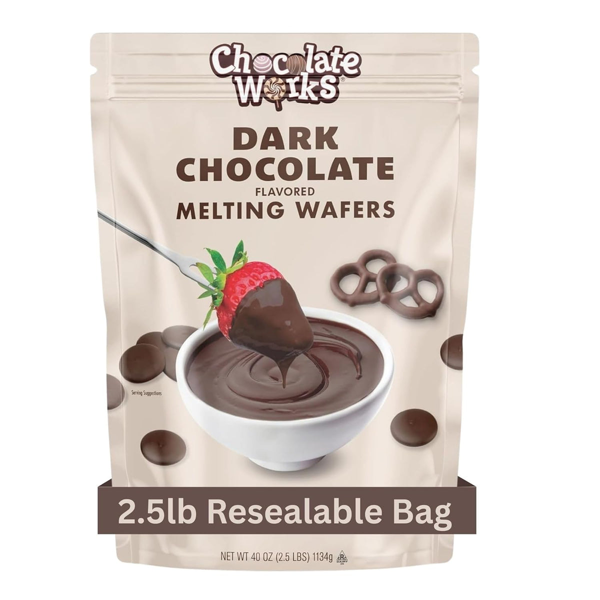 Chocolate Works Dark Chocolate Melting Chocolate Wafers, 2.5lb (Pack of 1)